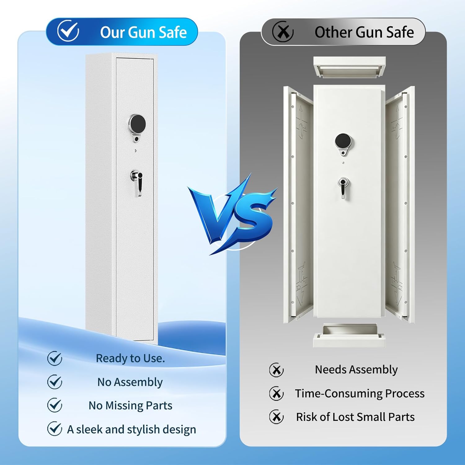 KAER 3-4 Gun Safe for Rifles And Pistols with No Assembly Needed, 52”H Long Rifle Safe for Home, Quick Access Gun Safe, Rifle Gun Safe with Removable Shelf, Gun Cabinet with Anti-Theft Alarm