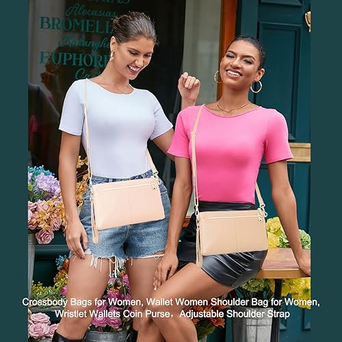 Miniatura 2 de Bolsos cruzados para mujer, billetera para mujer, bolso de hombro para mujer, billeteras con brazalete, bolsa de monedas, correa de hombro ajustable