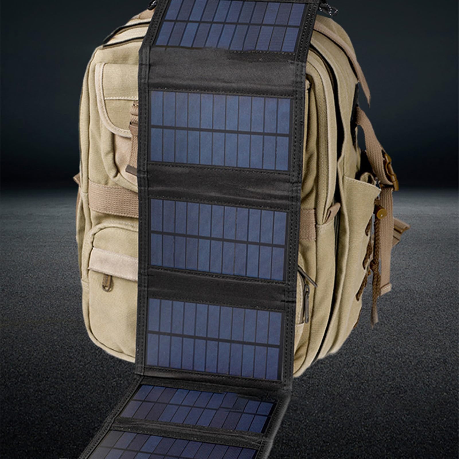 Caricabatterie Solare Portatile Efficiente da 20 W per Smartphone Tablet Kit Caricabatterie Solare Pieghevole Impermeabile IP65 da Viaggio per Campeggio con Zaino in Spalla