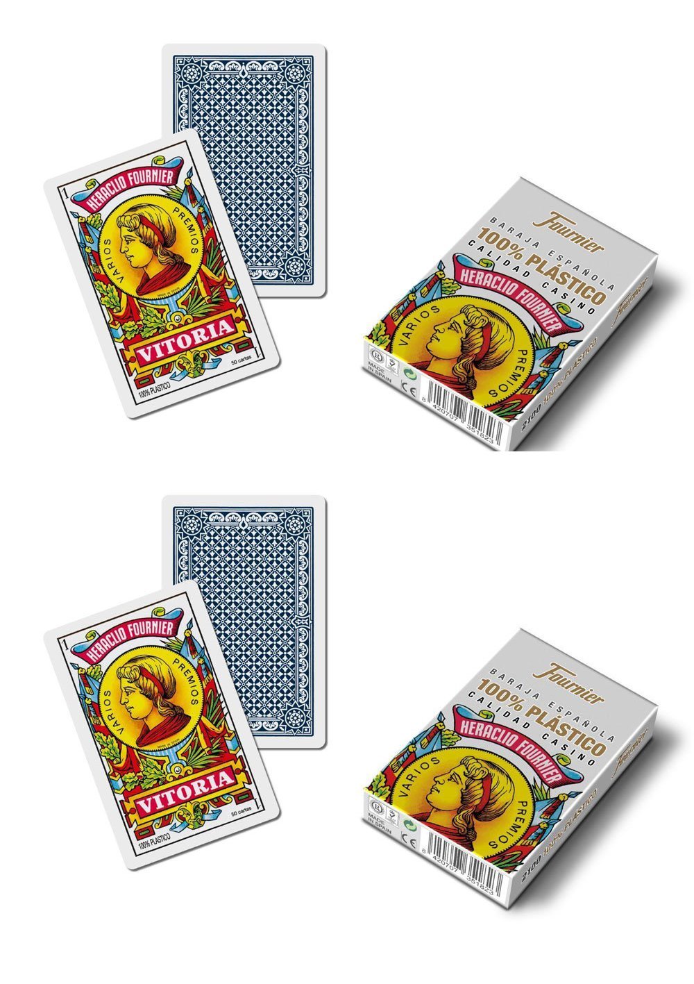 Outletdelocio 2 Unidades Baraja española. Calidad Casino. 50 Cartas de plastico Lavable.