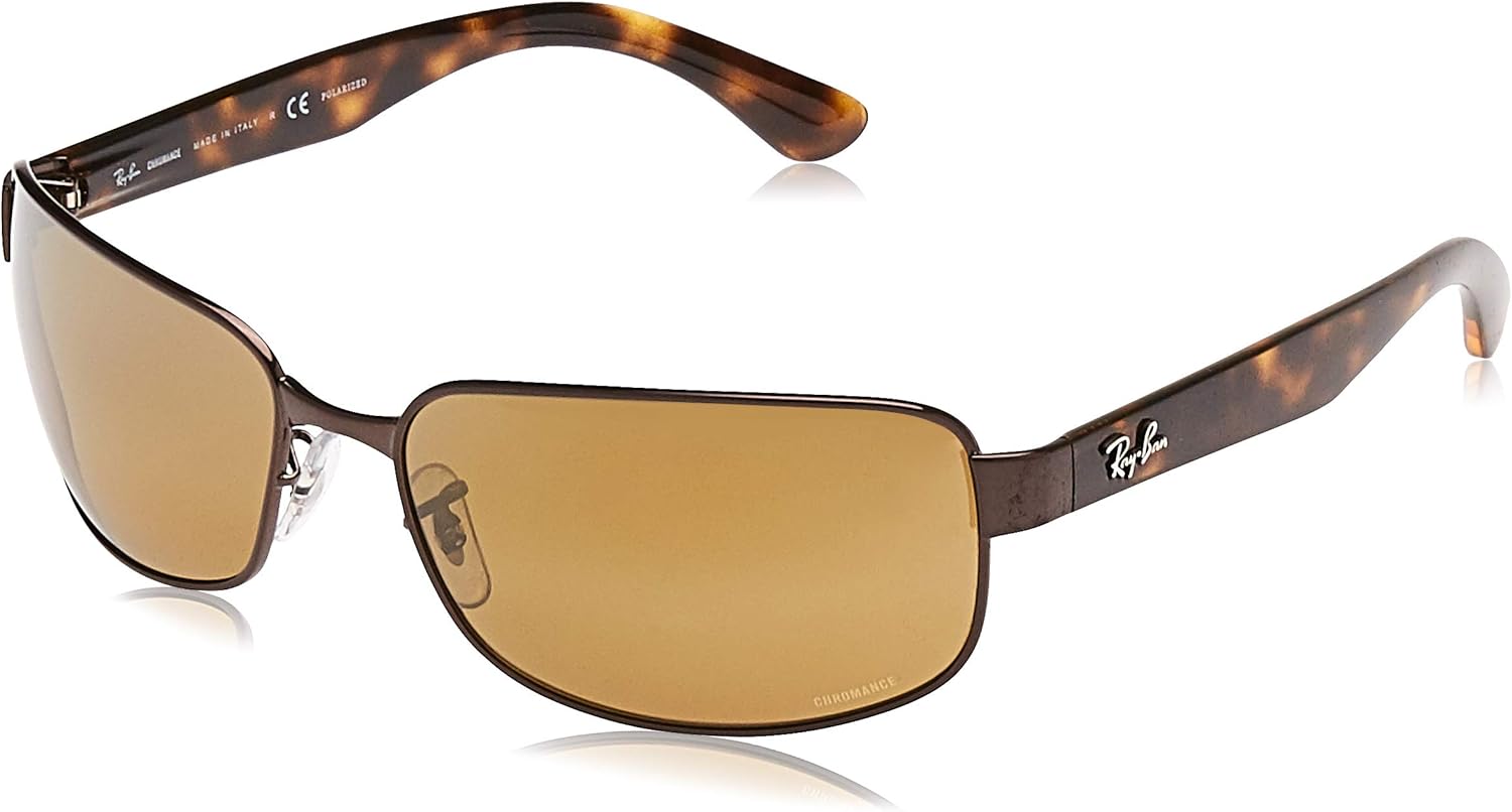 RayBan Men's RB3566CH Chromance Rectangular Sunglasses