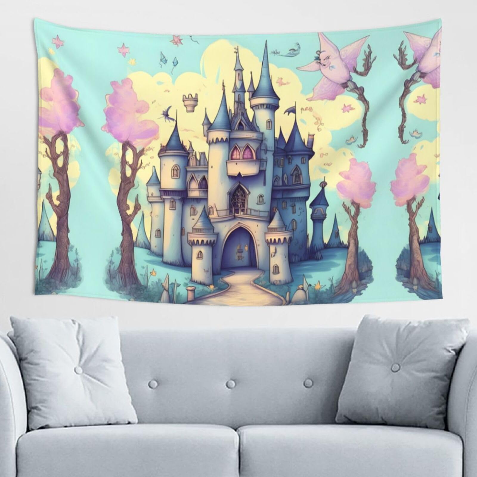 ZZYYDS Fairytale Castle Wall Decor Tapestry 60x40in, Wall Hanging, Home Decor, Dorm Decor, Porch Tapestry, etc.