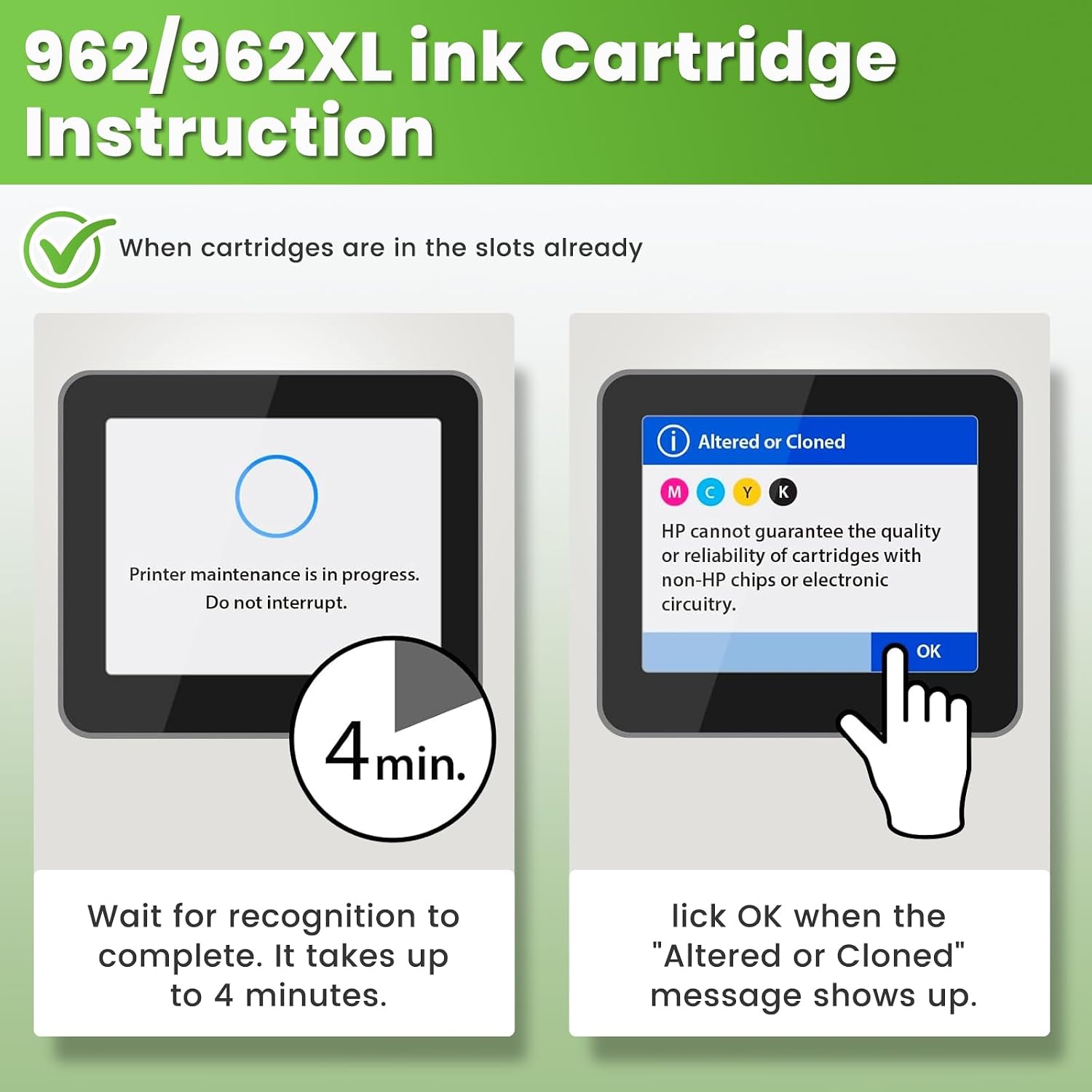 962XL 962 Ink Cartridge Compatible for HP 962 XL Ink Cartridges Combo Pack Replacement HP962XL HP962 Work with Officejet Pro 9015e 9018e 9025e 9012e 9015 9010 9012 9018 9020 9025 Printer, 4 Pack
