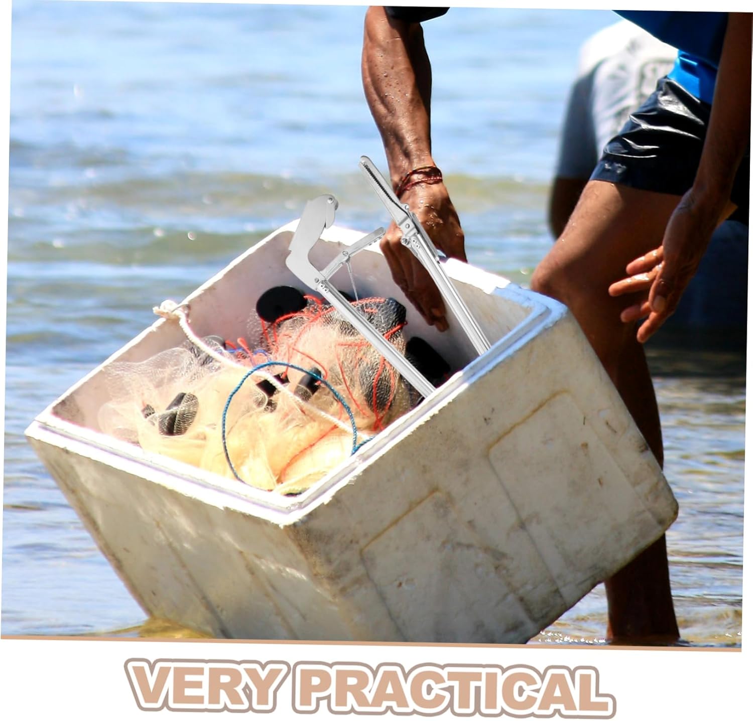 Milisten Stainless Steel Snake Catcher Tool with Non Slip Grip Handle Reptile Grabber for Snakes Eels and Crabs Versatile Outdoor Fishing Tool