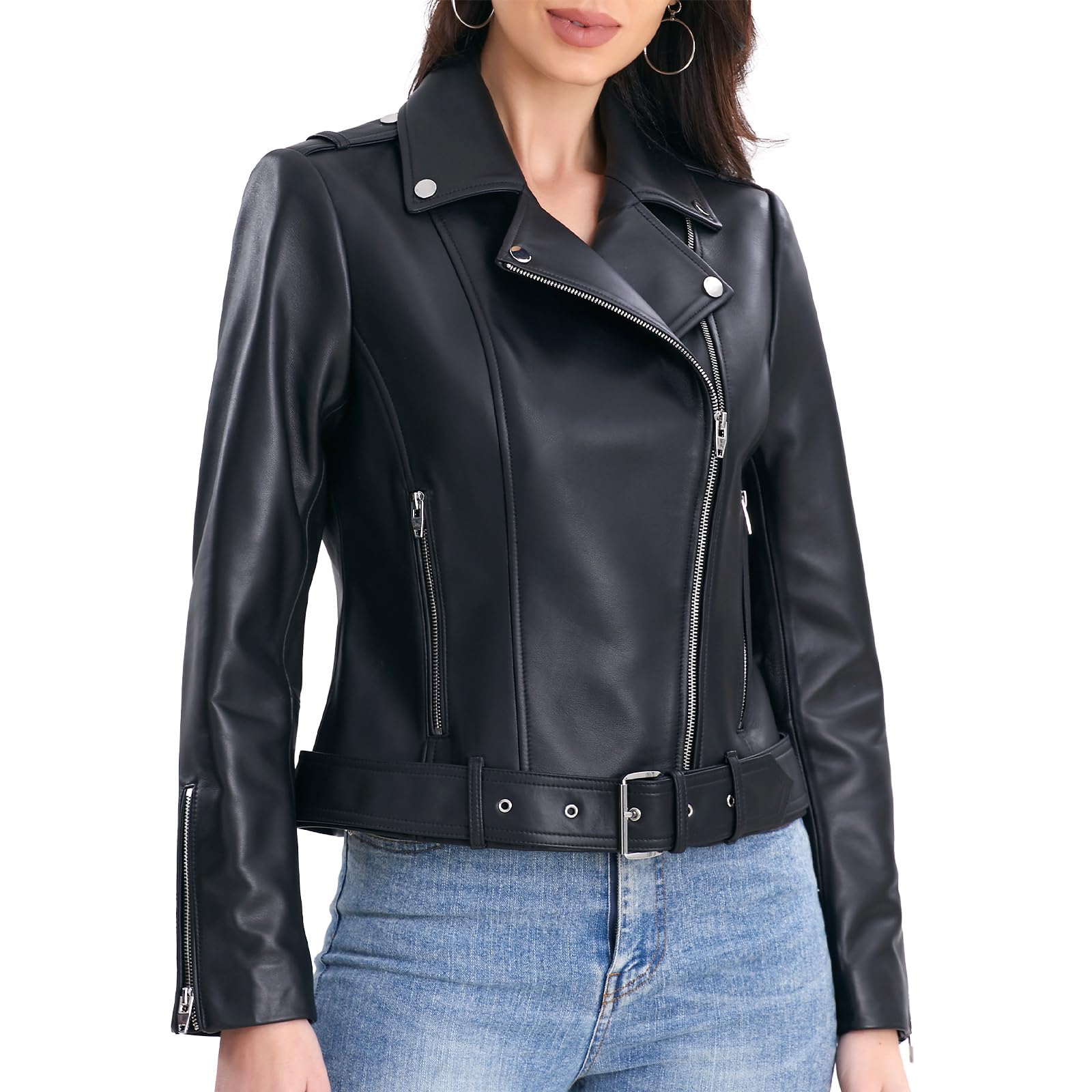 SILVER FASHIONS Lambskin Leather Jacket