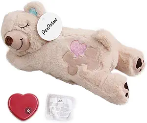 PetPrime Dog Plush Toy Heart Beat Puppy Plush Bear Toy with Warmer Bag Pet Soft Anxiety Puppy Relief Toy for Puppy Dogs Heart Beat Stuffed Animal Puppy Sleeping Buddy Anxiety Dog Toy