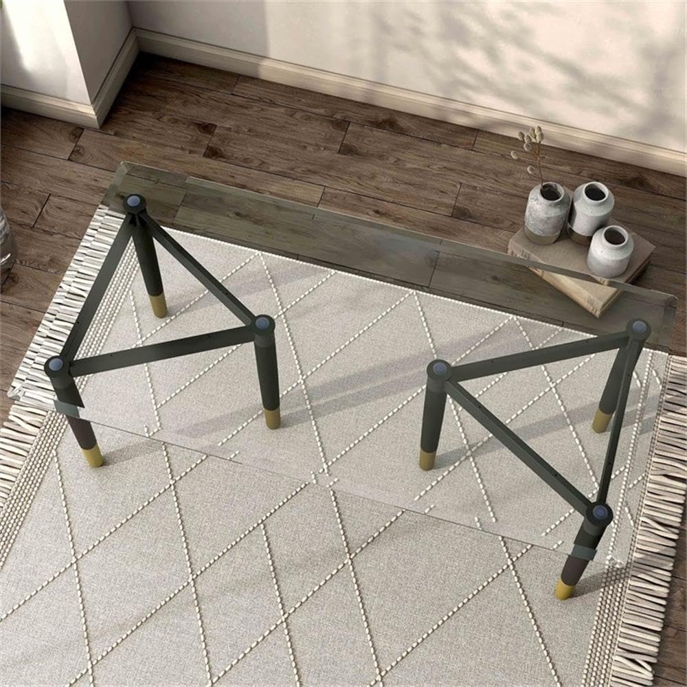 Bowery Hill Solid Wood Coffee Table Base Legs, Black Finish, Set of 2, 18.31"L x 16.15"W x 17.7"H, Adjustable Feet Levelers, Modern Style, Includes Hardware, Compatible with Glass or Wood Table Tops