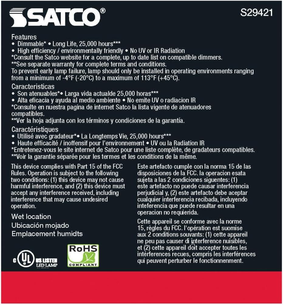 Satco S29421 6-Pack 13PAR30/SN/LED/60'/3000K/120V/D 13W PAR30 Short Neck Indoor/Outdoor Dimmable LED 60° Flood lamp (3000K)