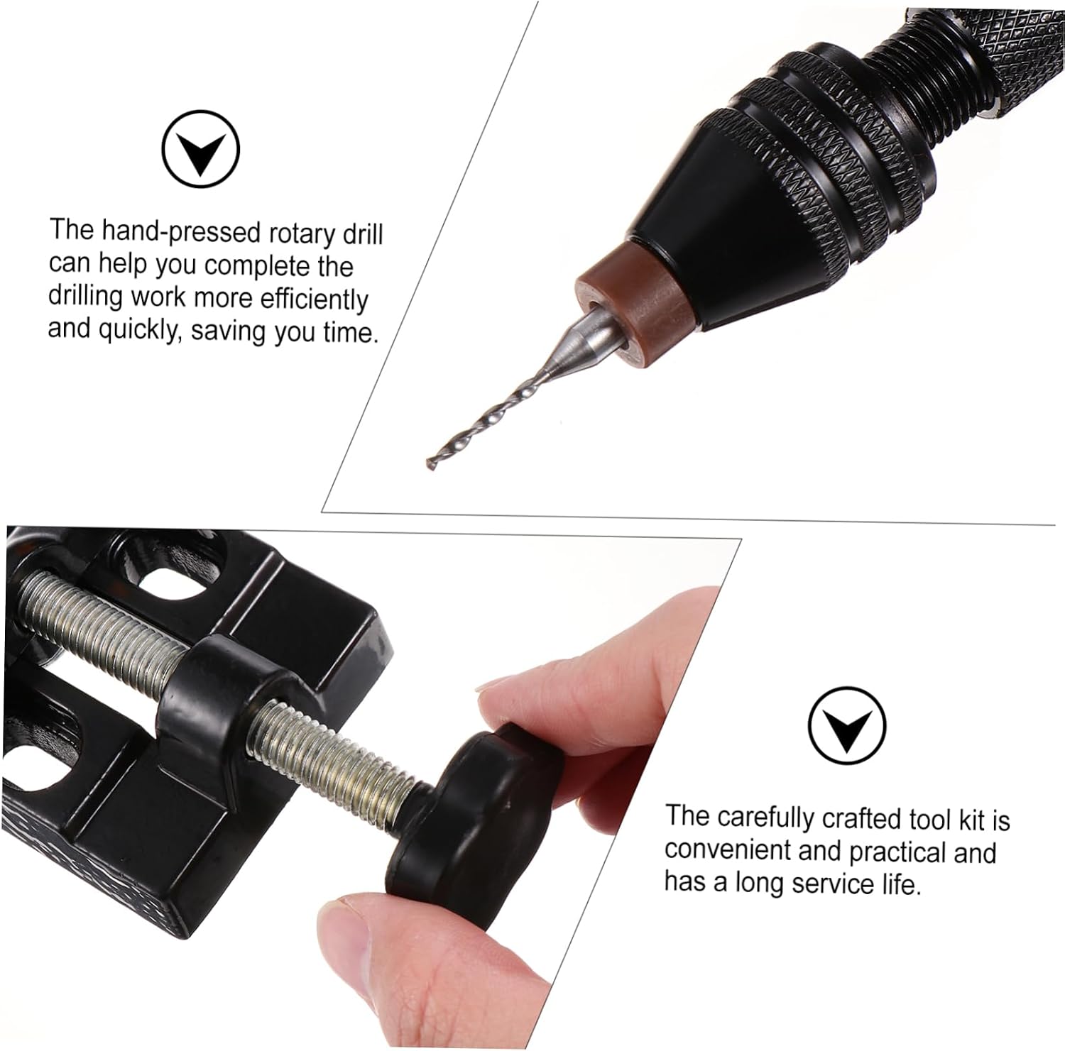 Tofficu 1Set Hand Drill Twist Drill Pin Vise Tool Kit for Jewelry Woodworking Model Making Efficient Hand Pressed Rotary Drill with Durable Drill Bits