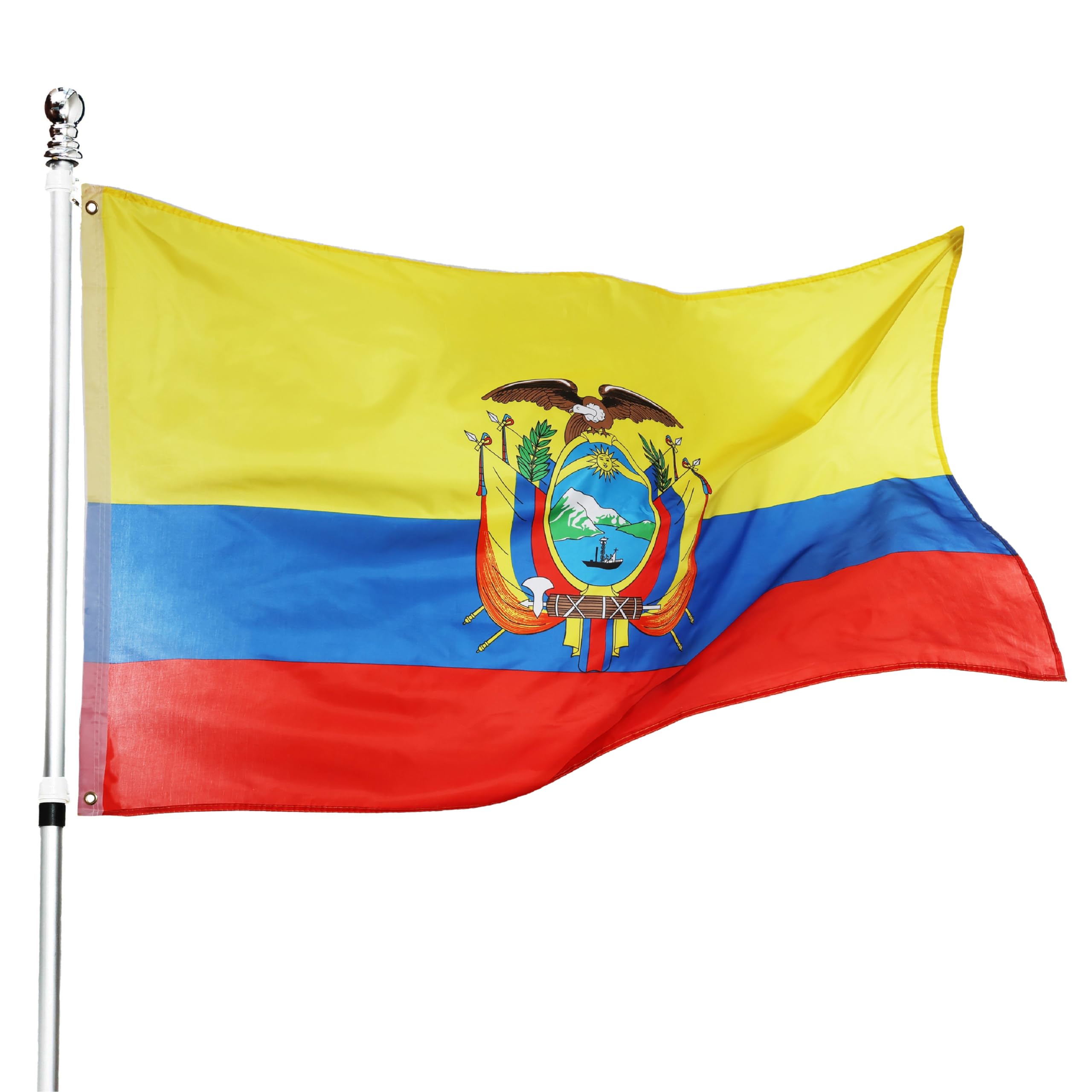 Large 5ft X 3ft Ecuador Flag - Pack of 12 - Ecuador Flag 5ft (152cm/60") X 3ft (91cm/36") - Perfect for Ecuador Events or Occasions