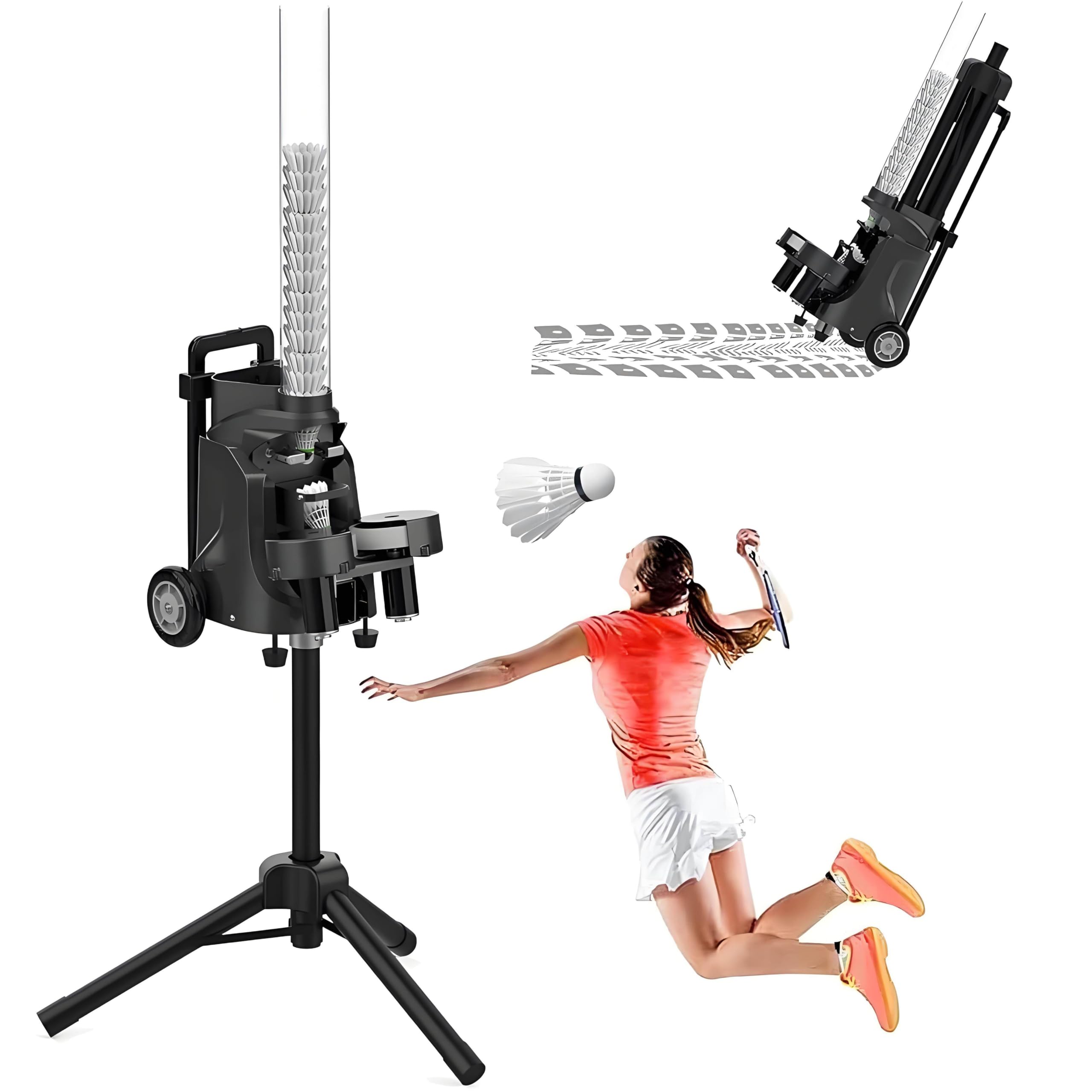 Máquina portátil de bádminton para servir, lanzador automático para entrenamiento, práctica y juego en interiores y exteriores