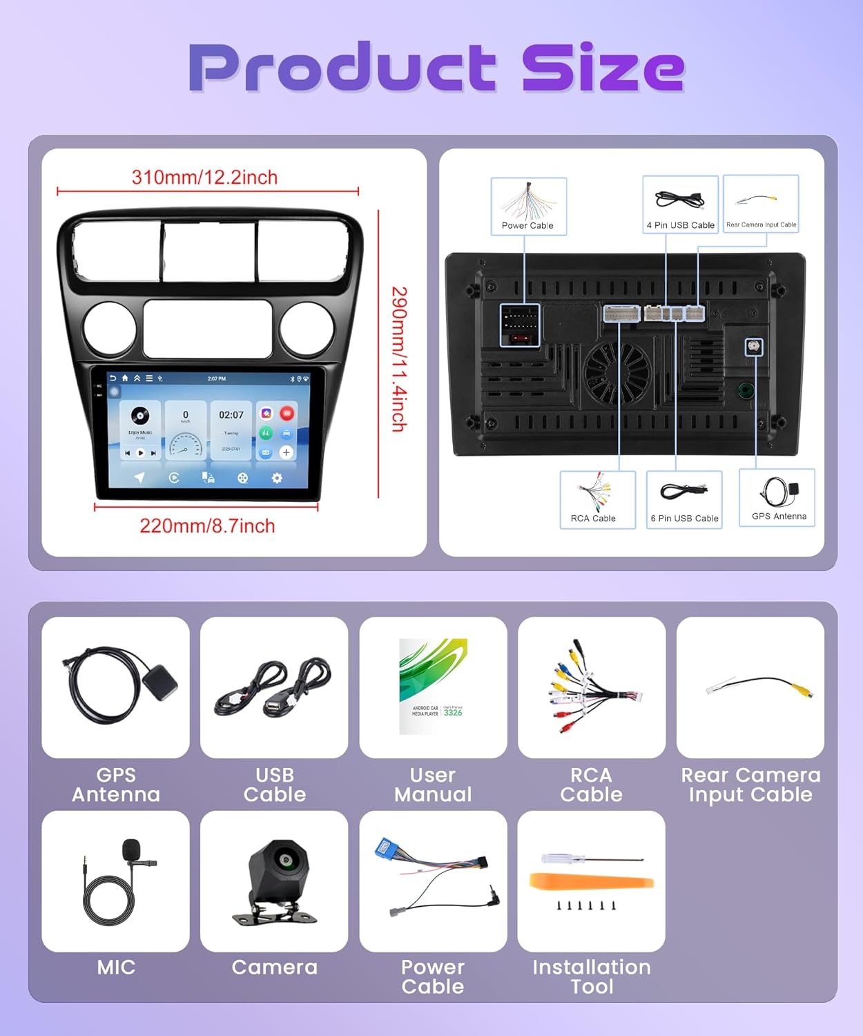 4Core 4G+128G Android 15 Car Radio for Honda Accord 6th 1998-2003, Rimoody Car Stereo Wireless Carplay Andorid auto 9'' INCELL Screen GPS WiFi Bluetooth 5.0 FM/RDS EQ SWC Backup Camera