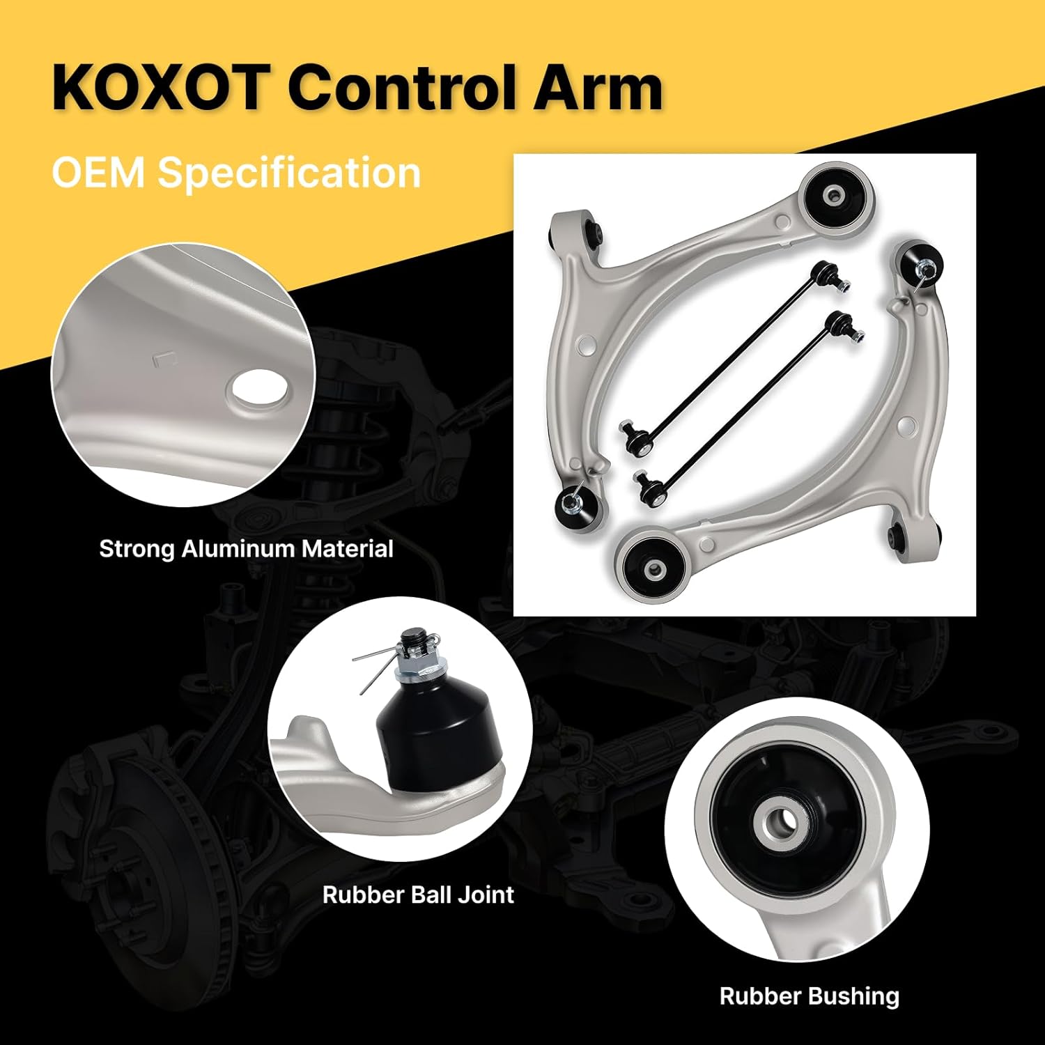 4Pcs Front Lower Control Arm Sway Bar Link Ends Fit for Compatible with Honda 2005 2006 2007 2008 2009 2010 Odyssey K620504 MS601008 K750304