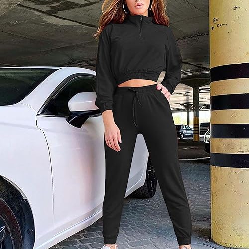 Miniatura 2 de Conjunto chándal dos piezas mujer sudadera manga larga pantalones chándal traje deportivo sólido conjuntos 2 piezas