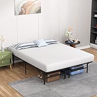 Vista 3 de Base de cama de plataforma metálica de 14 pulgadas con soporte de listones de acero, base de colchón con colchón de espuma viscoelástica de 8