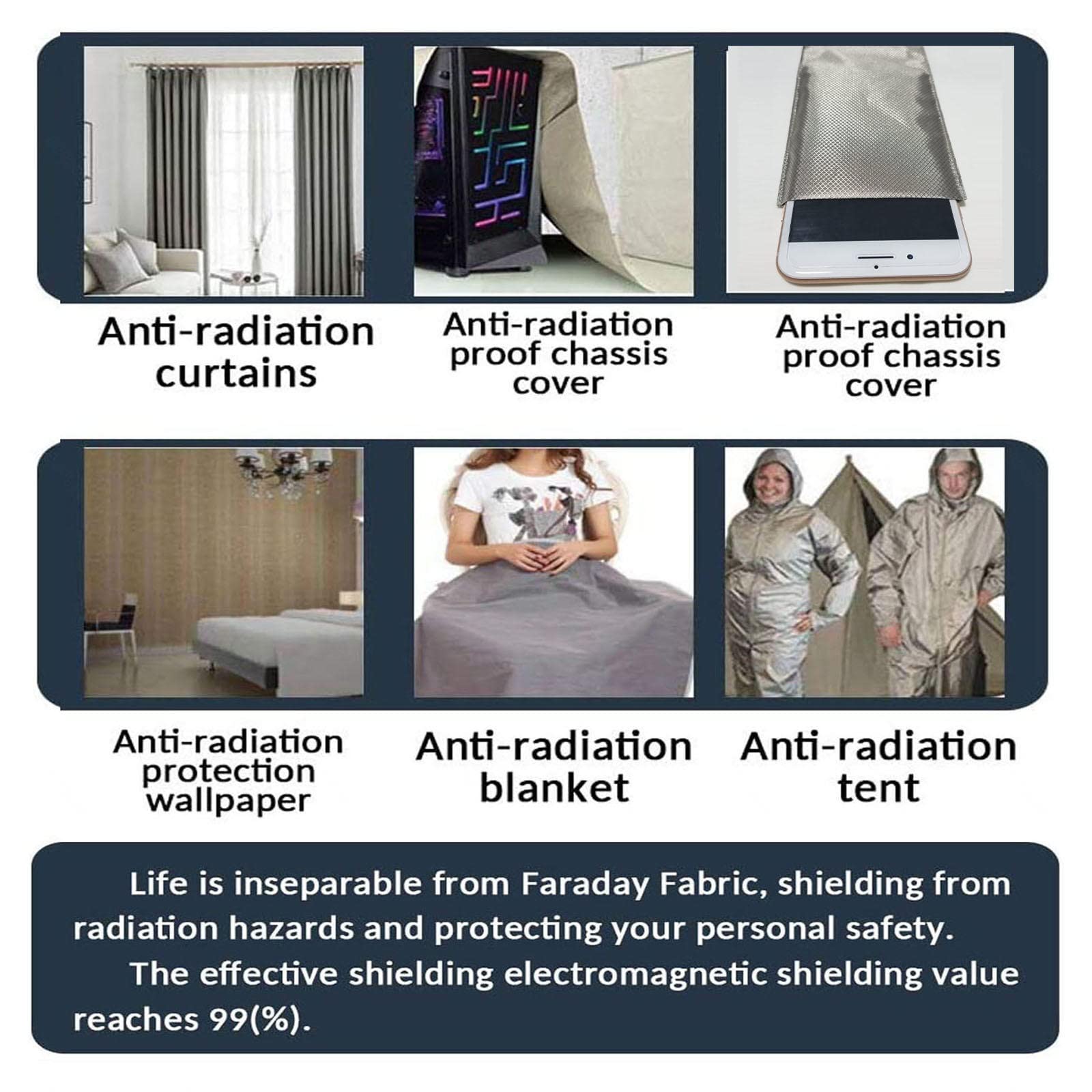EMF Abschirmgewebe 7x1,1m - Kupfer-Nickel Faraday Stoff Gegen Strahlung