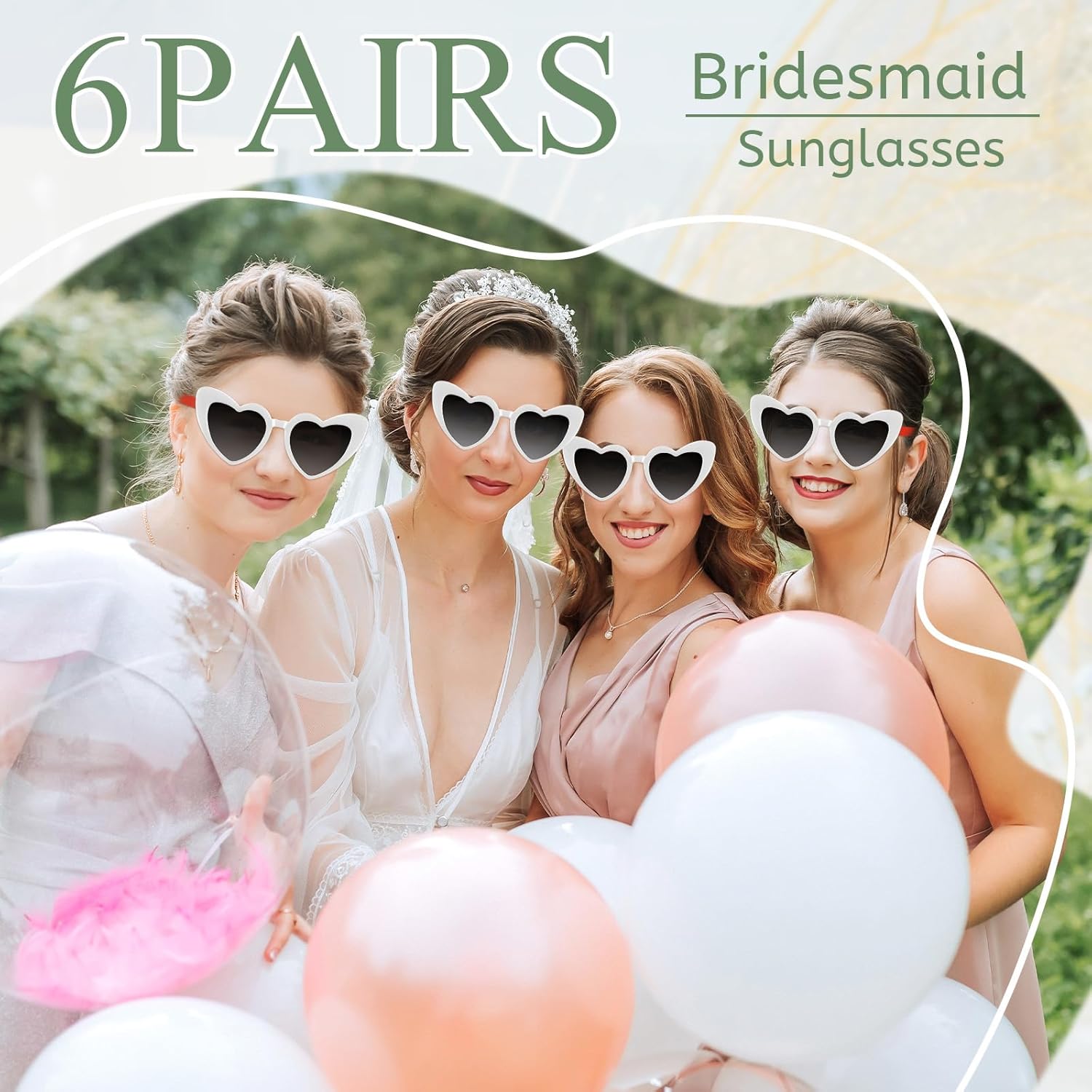 4/6/8/10/12 Pack Bachelorette Sunglasses Heart Sunglasses Vintage Heart Shaped Glasses for Women Bridal Party Wedding - Image 3