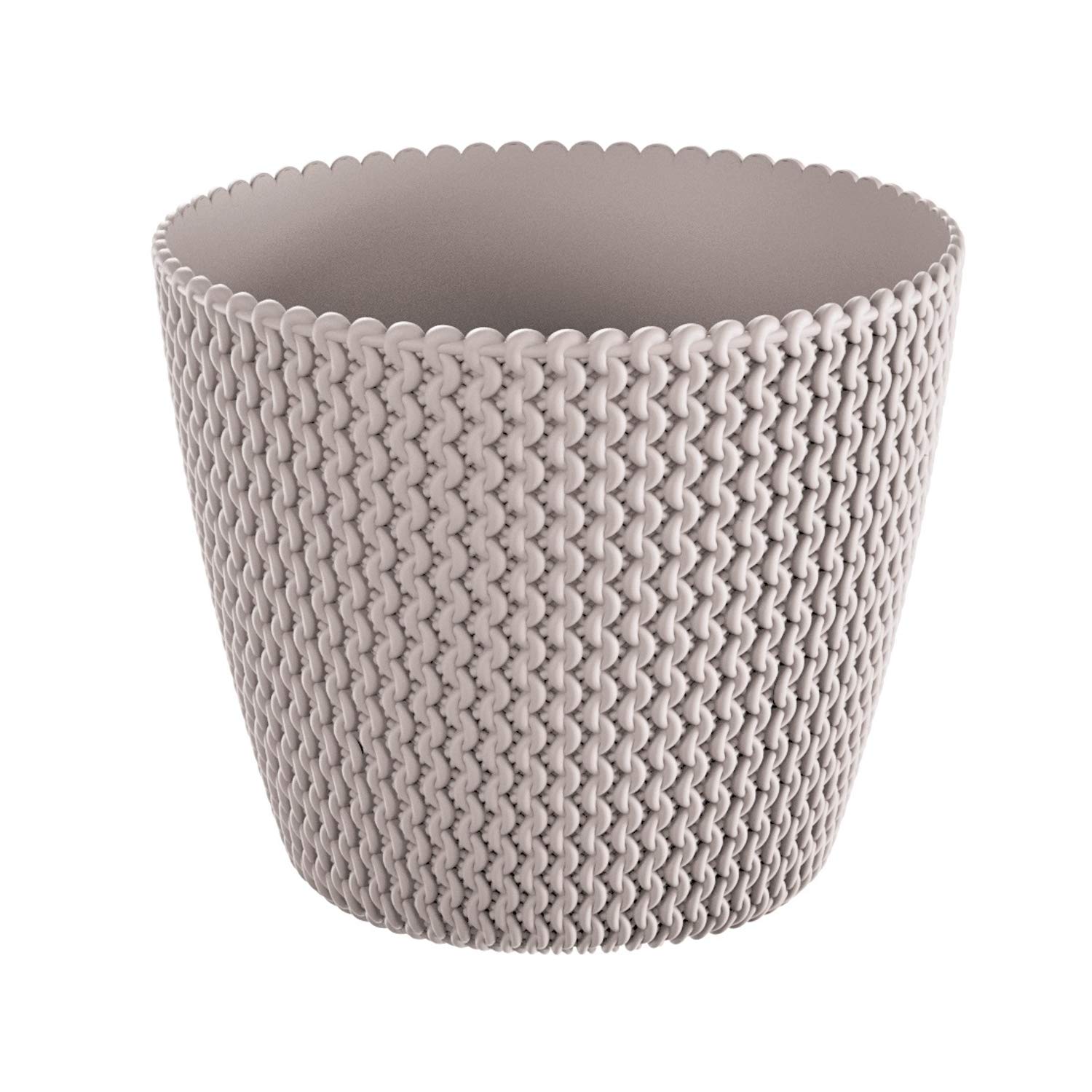 Prosperplast Splofy Flower Pot Plant Pot Plant Pot Flower Pot Knitting Pattern Plastic (187 mm, Mocha)