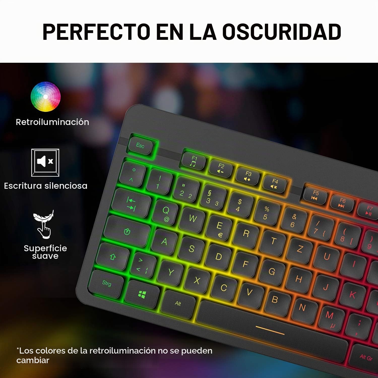 KLIM™ Light V2 Teclado Inalámbrico Gaming DE + Teclado Gaming Ligero, Duradero, Ergonómico, Silencioso + Batería de Larga duración + Teclado Gamer PC Mac PS4 Xbox One+ Nuevo Versión + Negro