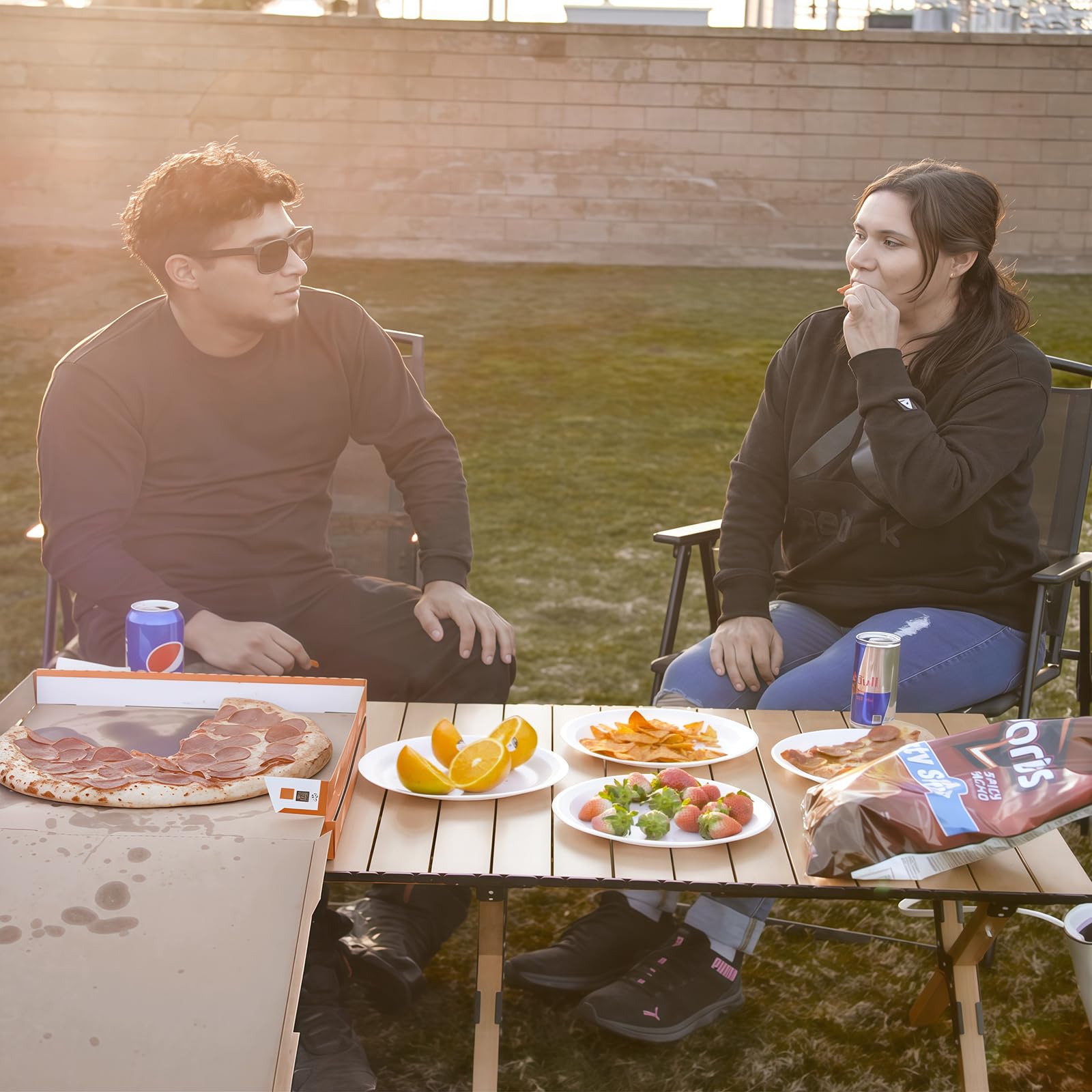 rollingsurfer Table de Camping Portable, Table Pliante Camping en Aluminium avec Sac de Transport, Compacte Table Exterieur pour La Plage, Le Barbecue et La Fête, Support 50 kg