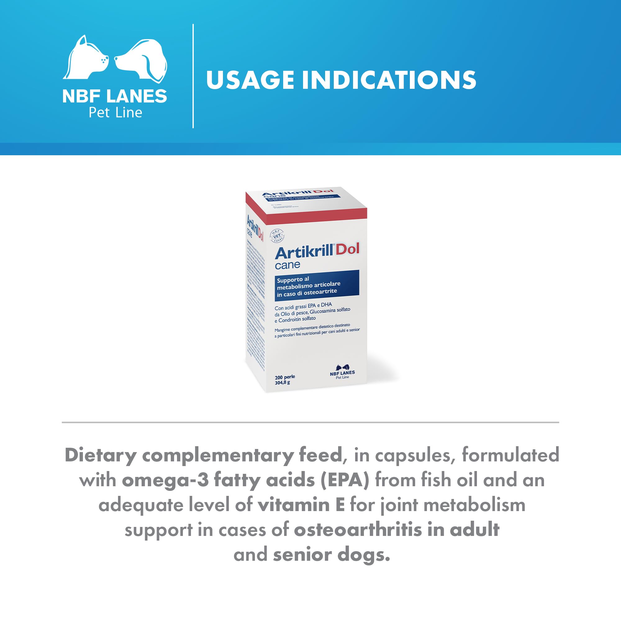 NBF Lanes | Artikrill Dol Perro, 200 Perlas apetecibles, Apoyo metabolismo Articular en Caso de osteoartritis del Perro Adulto y Senior