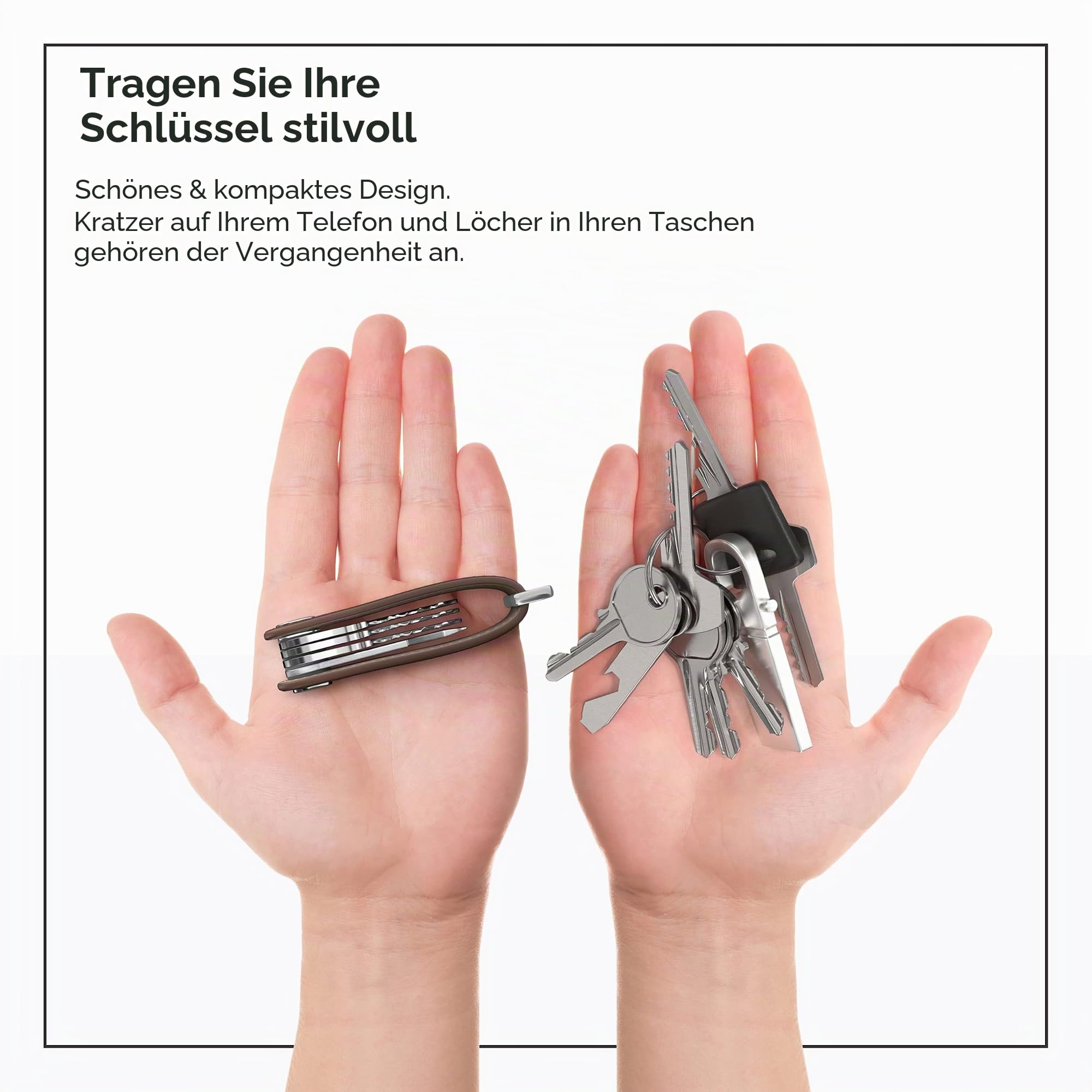 Smart Key Organizer Keychain, 100% Real Leather Compact Key Holder