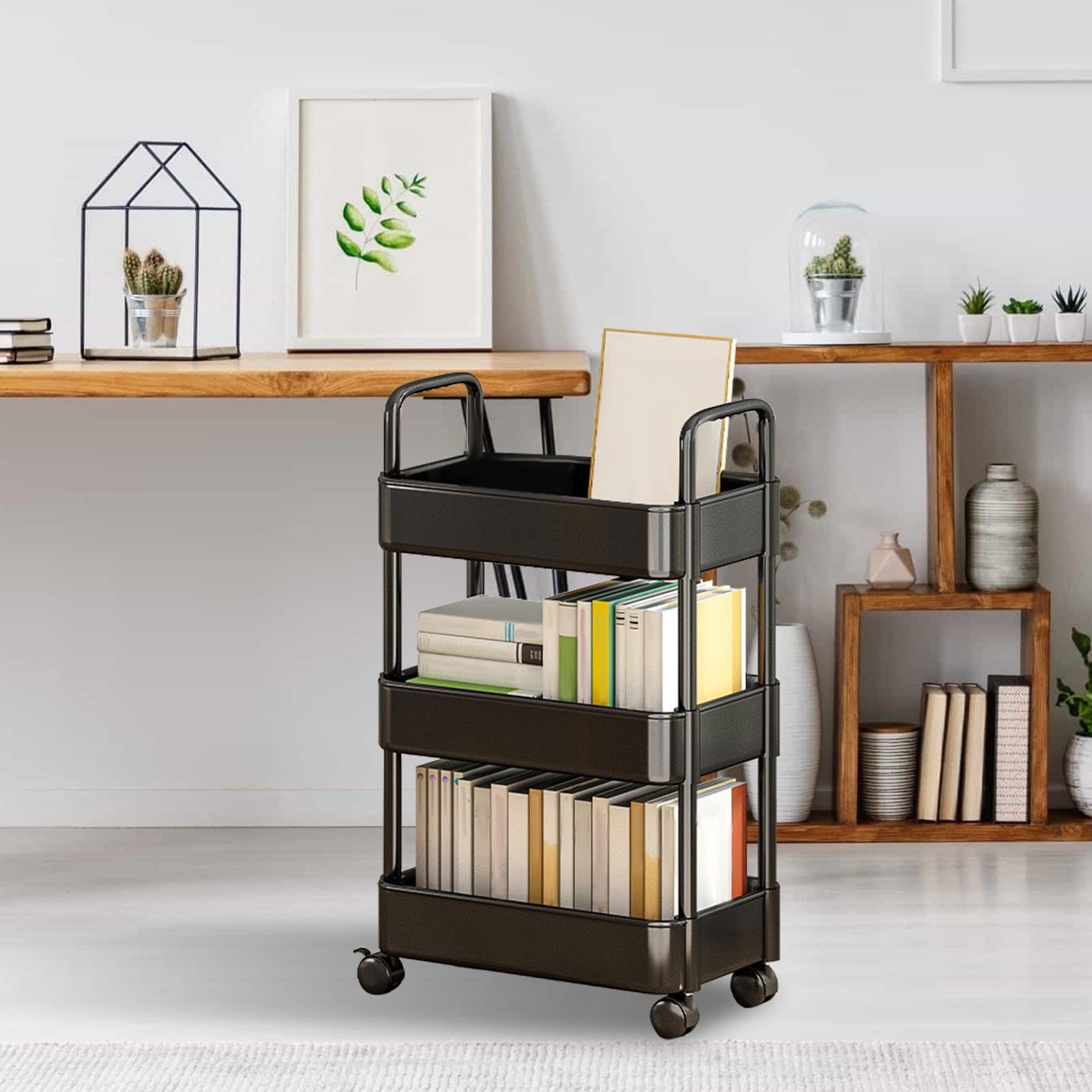 Amazon.co.jp: キャスター付きユーティリティカート収納ラック 多目的