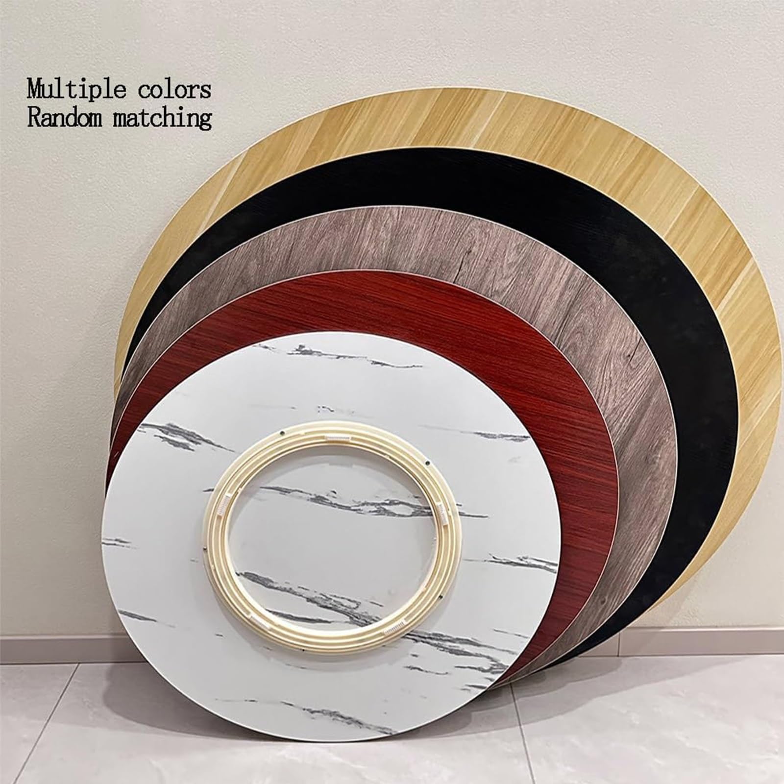 Drewniany gramofon 50 cm, obrotowy talerz do serwowania z litego drewna, okrągły blat stołu do jadalni, białe wykończenie, idealny do rozrywki i serwowania