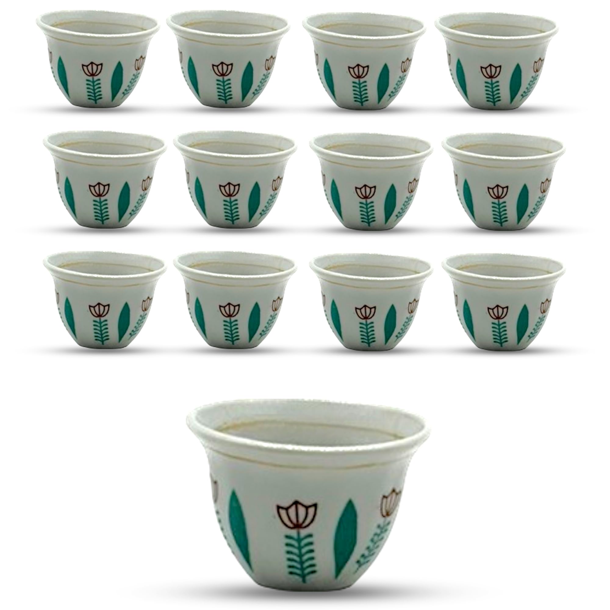 Generic Premium Porcelain Arabic Turkish Greek Coffee Cup Set 1.5 oz - (blue/red/green) (12, green)