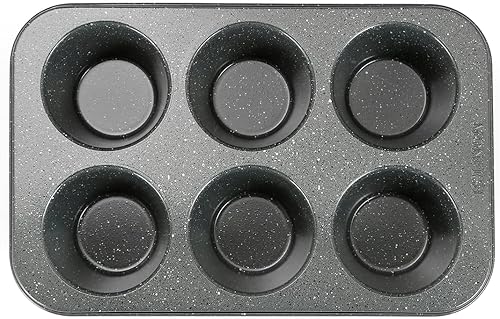 Miniatura 6 de Monfish 2 piezas de molde para magdalenas jumbo de 6 tazas de acero al carbono con revestimiento antiadherente de piedra negra, 3.5 pulgadas de