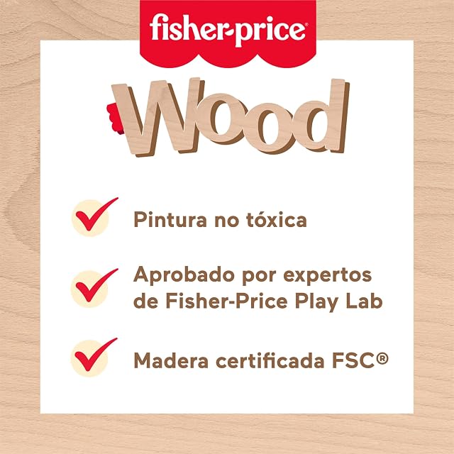 Foto 4 de 7 de Fisher-Price Animales de madera para empujar Conjunto de dos vehículos con ruedas de silicona para juego…