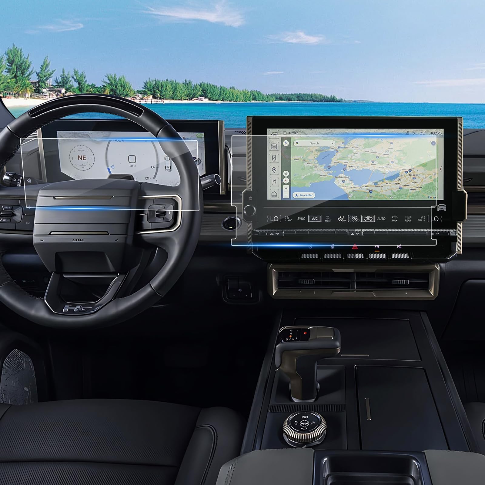 (4pcs) 2022-2025 2026 Hummer EV Screen Protector for GMC Hummer EV (13.4In Navi&12.3In Dash)(2X/3X/Edition1/Carbon Fiber Edition), 2024 2025 Hummer EV Pickup/SUV Accessories High Clarity