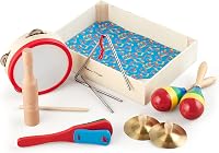 Melissa & Doug Band-in-a-Box Clap! Clang! Tap! 10-Piece Wooden Musical Instruments Set for Kids 3+