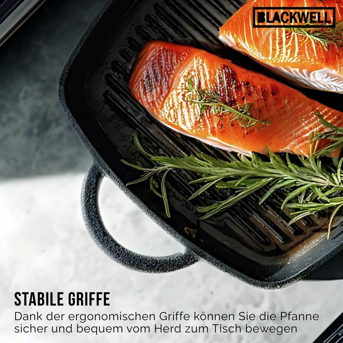 Blackwell Pfannenset aus Gusseisen – Grillpfanne 23 x 23 cm, Bratpfanne Ø 25 cm & Wok Ø 32 cm – 3-teilig – geeignet für alle Herdarten