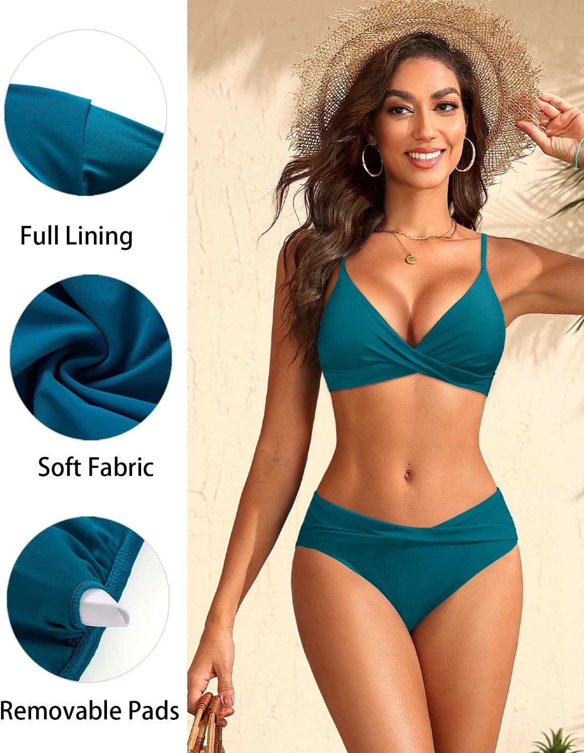 Aqua Eve Women Bikini Set - Two Piece Swimsuit Mid Rise Bathing Suit Push Up Bikini - Image 5