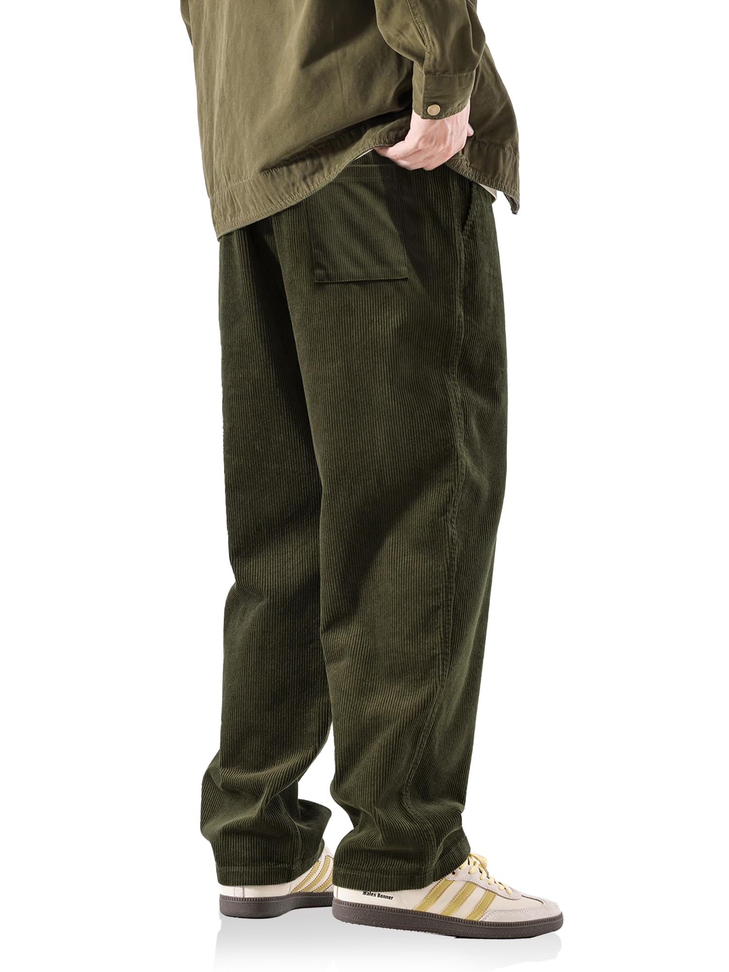 Snapklik.com : Mens Corduroy Pants Baggy Wide Leg Loose Fit Drawstring ...