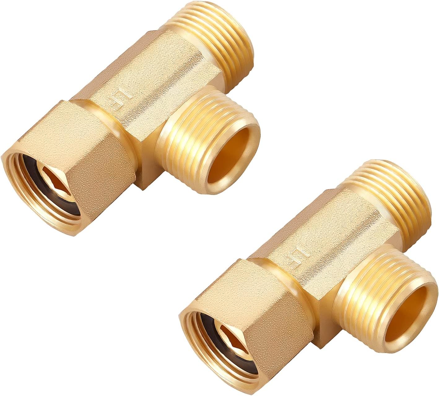 Lead-Free Brass 3/8 Inch Angle Stop Add-A-Tee Compression Tee Valve, 3/8" Inlet by 3/8" Outlet by 3/8 Inch Outlet, 2-Pack