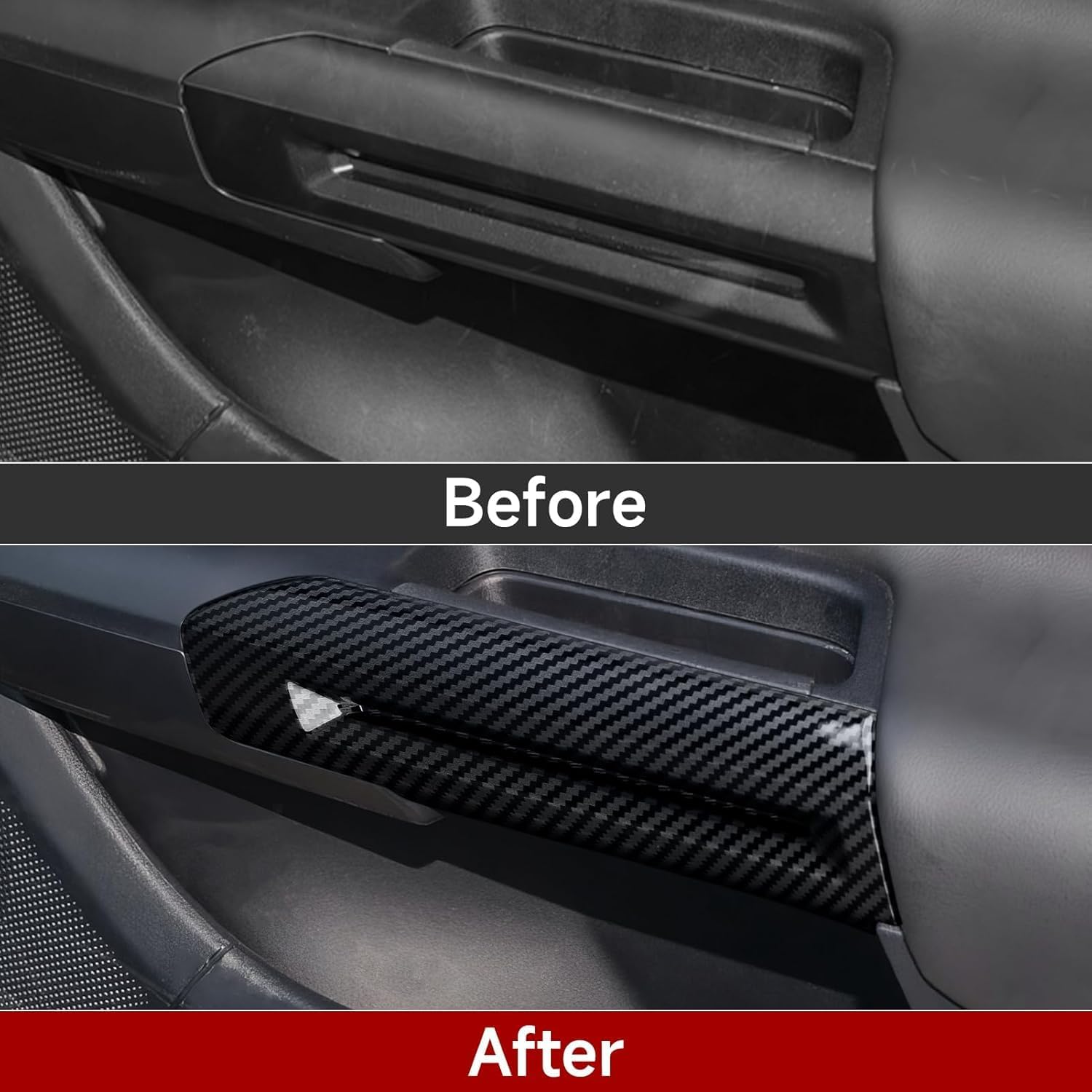 Youtaiche Car Sticker Inner Door Handrail Handle ABS Carbon Fiber Decal Interior Trim Cover for Ford Mustang 2015-2026 GT350 2015-2020 GT500 2020-2022 Accessories