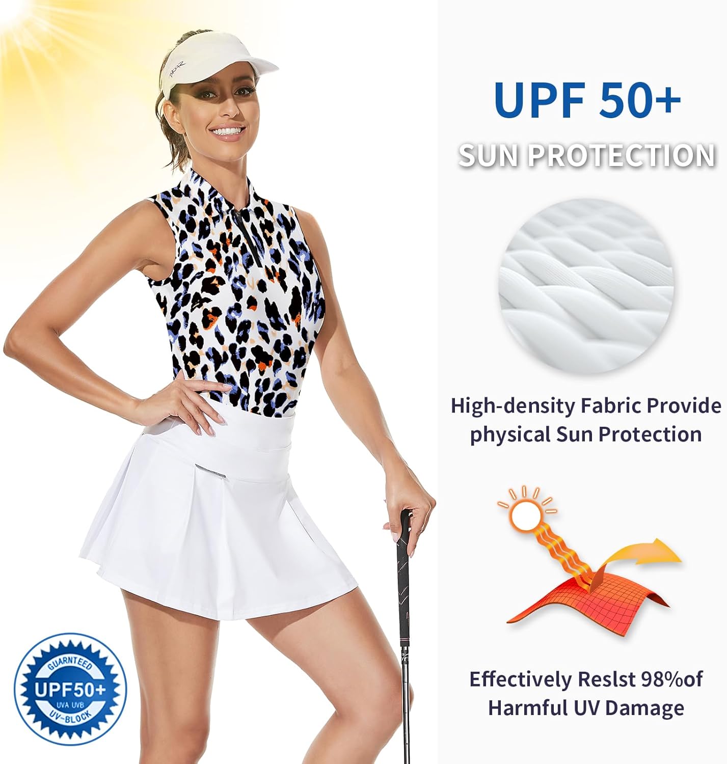 Soneven Women's Sleeveless Golf Top Floral Athletic Golf Wear Moisture Wicking Sleeveless Polo Quick Dry - Image 4