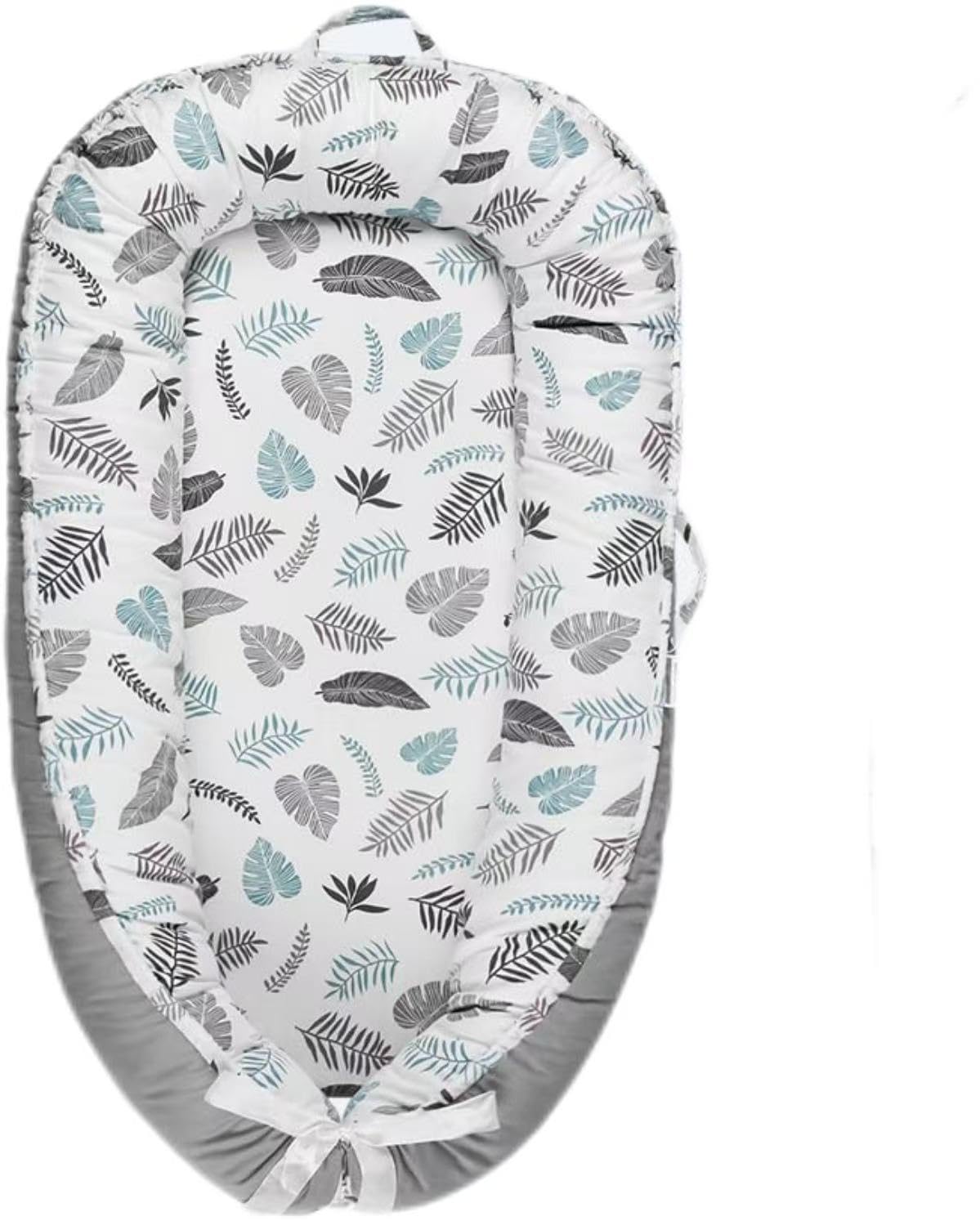 Baby Lounger, Suitable for Infants Over 12+ Months.Portable Infant Lounger, Soft Baby Lounger, 100% Cotton Breathable, Baby Floor Seat for Home & Travel - Grey Leaves