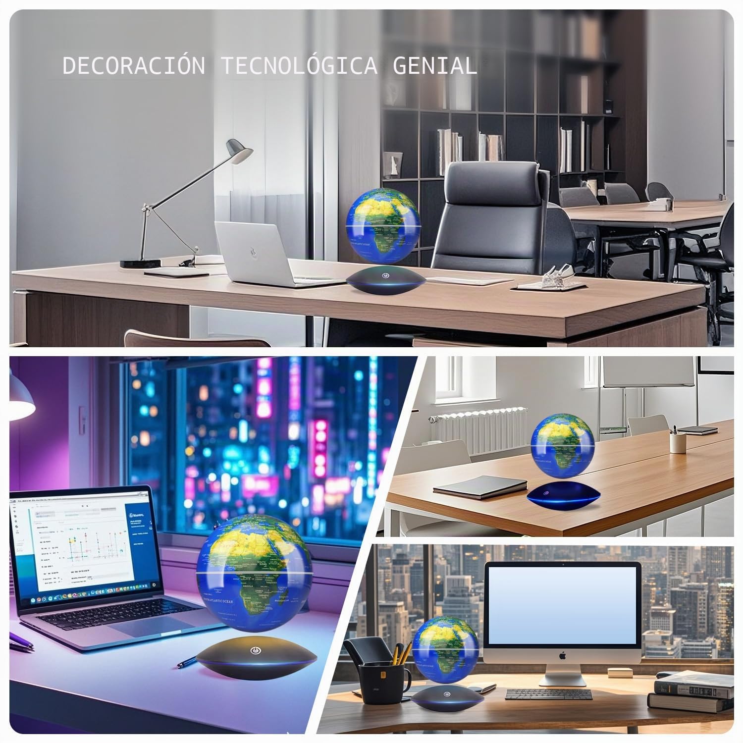 Globo levitante magnético con luz led, 360 giratorio globo flotante mapa del mundo para la pantalla de la oficina en casa, regalo de tecnología fresca para hombres padre y niñas