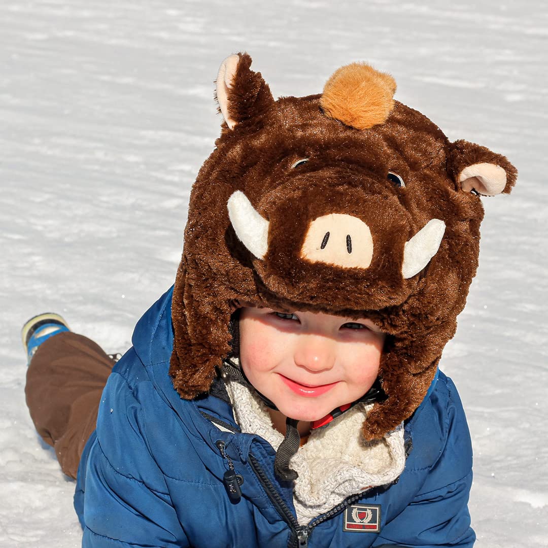 Couvre Casque Ski Sanglier Peluche – Housse Casque Animal Original – Accessoire Fun Ski Snowboard Enfant Adulte – Dani Creations