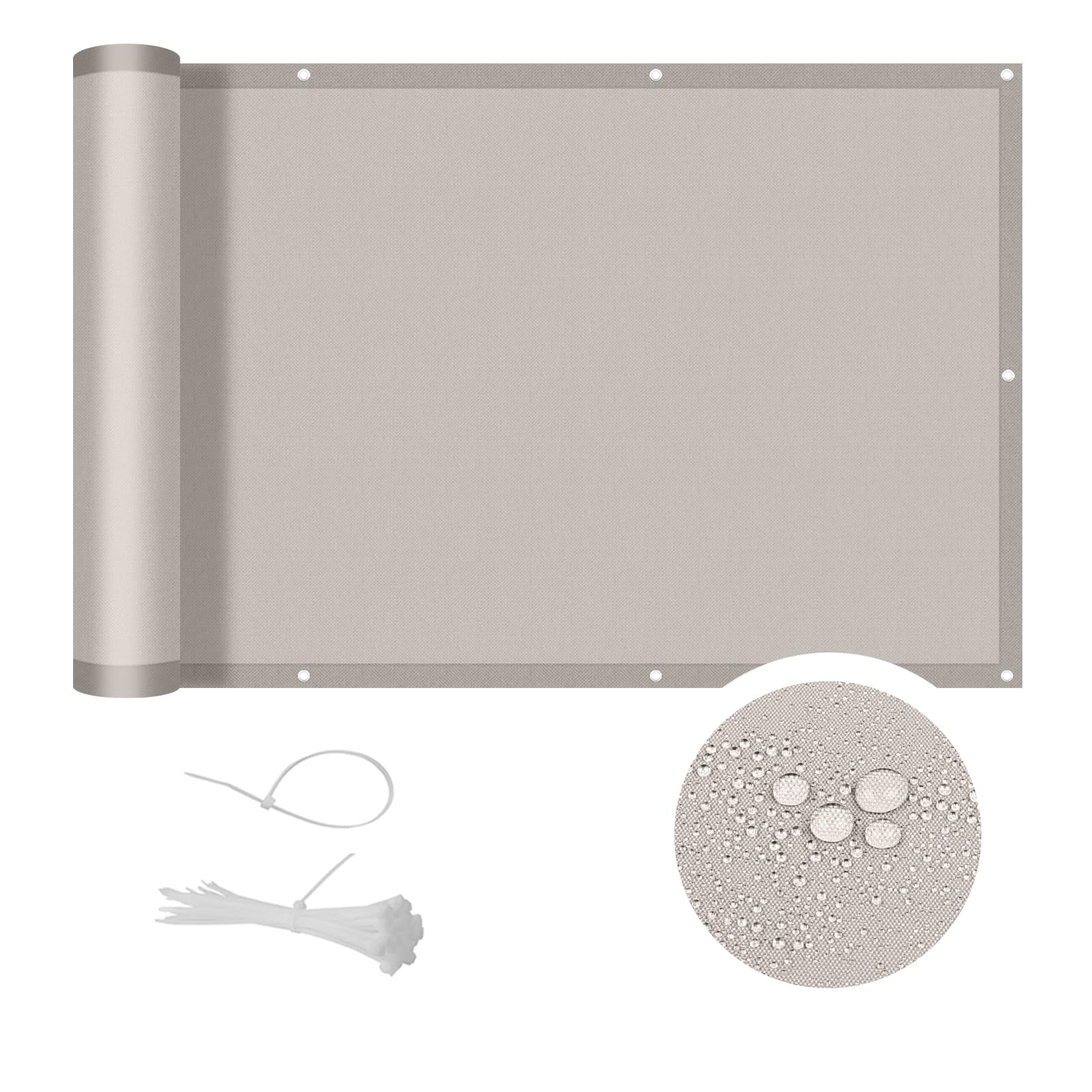 Cool Area Balcony Privacy Screen Waterproof 80x1000 cm, Taupe