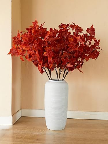 MISSPIN Decoraciones de Acción de Gracias, 6 piezas de decoración de otoño, hojas de arce de seda artificial, juego de ramas de 35.43 pulgadas,