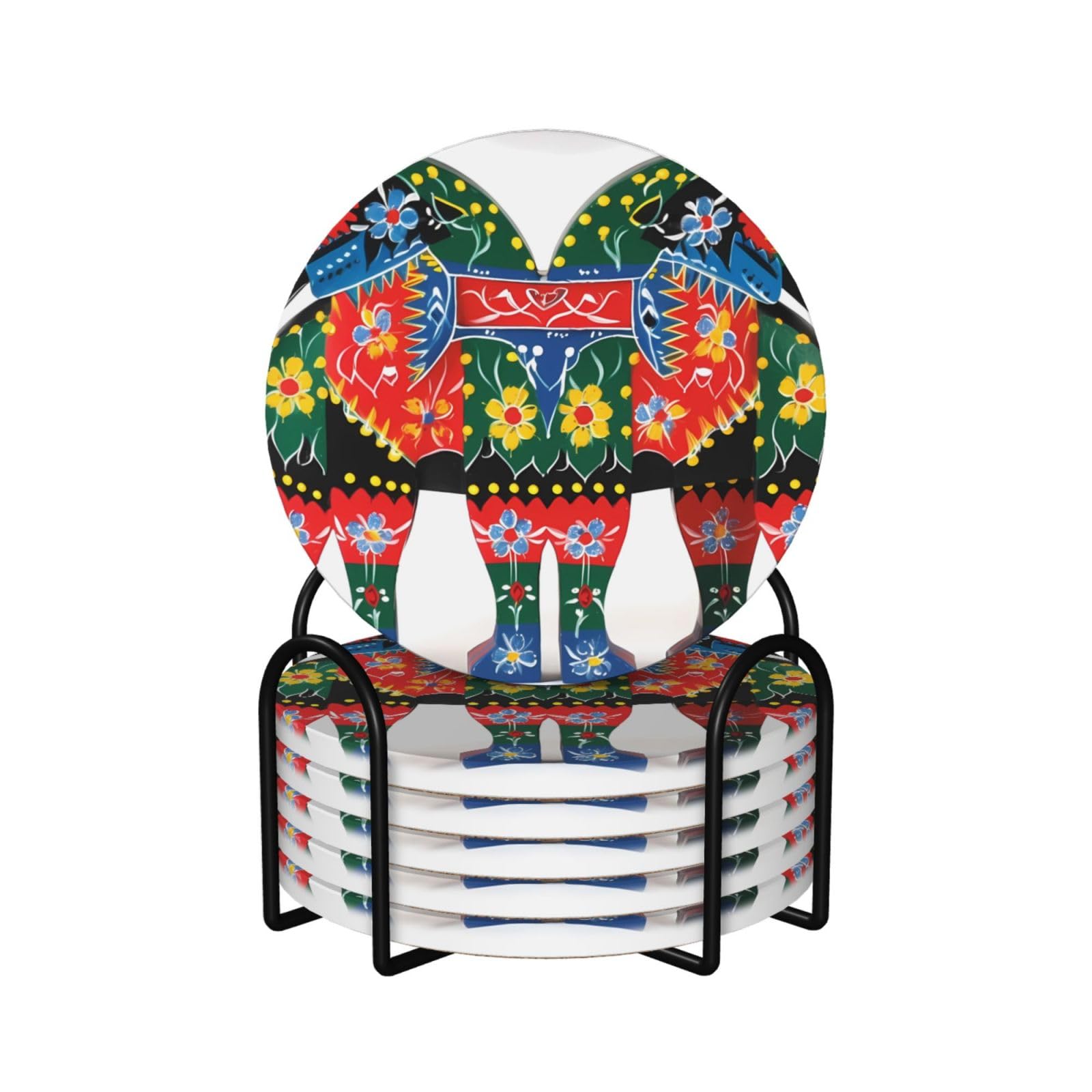 Dessous de verre en céramique style cheval de Dala pour apéro chaleureux et décoration de table