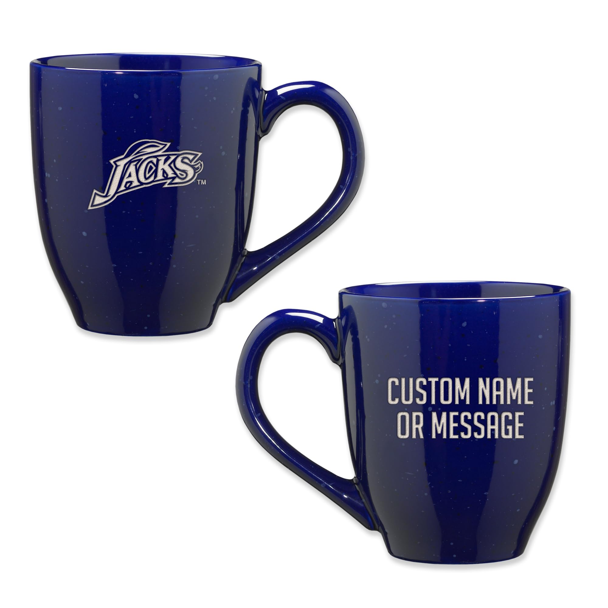Rico Industries NCAA South Dakota State Jackrabbits Royal Blue Personalized 16 oz Team Color Laser Engraved Speckled Ceramic Coffee Mug