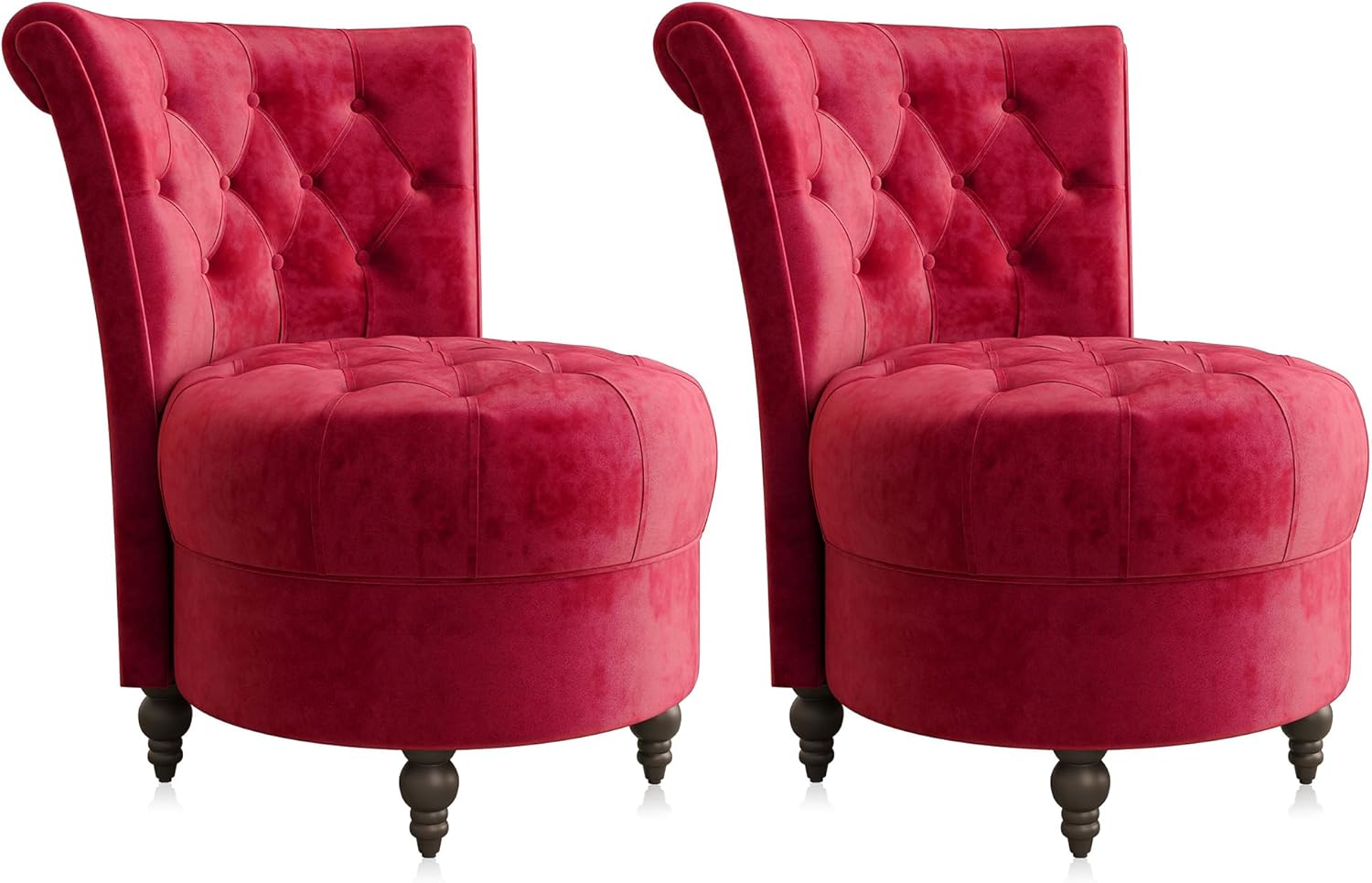BELLEZE Throne Royal Chair Set of 2, ButtonTufted Accent