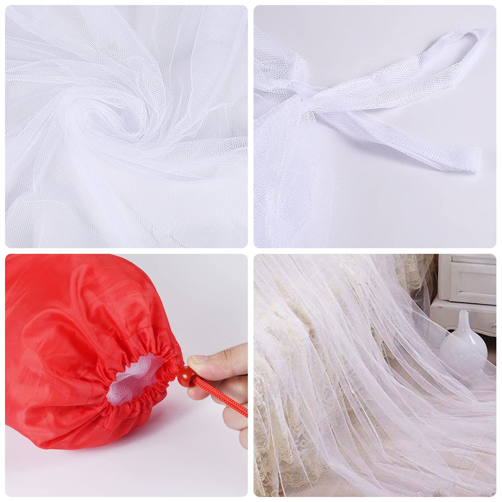 Moustiquaire de lit carrée, Baldaquin en Polyester Lits, Moustiquaire pour lit Double et lit Simple avec Outil d'installation, pour se protéger efficacement des moustiques, Blanc (2 * 2 * 1.8cm)