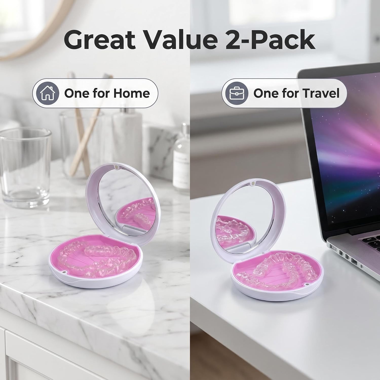 2 Pack Aligner Case with Mirror, Retainer Case for Invisalign image 5