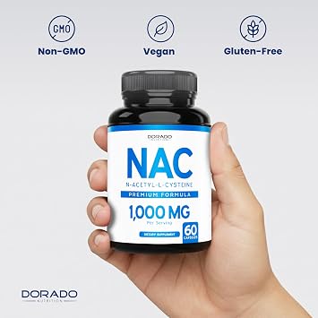 NAC Supplement (60 Capsules, 1000mg Per Serving) Premium NAC Supplement N-Acetyl Cysteine Capsules for Men and Women for Immune Support - Vegan Safe, Third Party Tested - Non GMO & USA Made